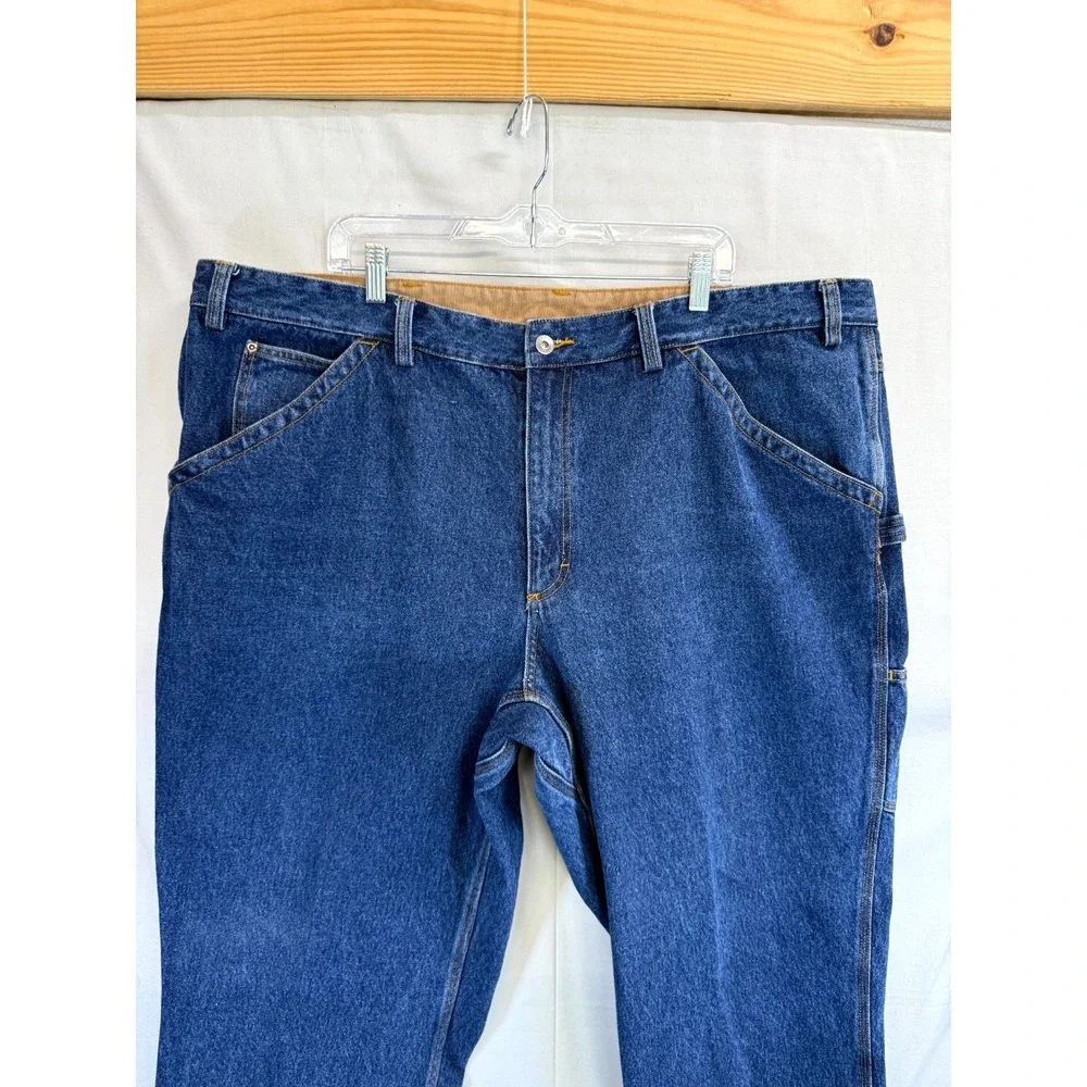 Duluth Ballroom Carpenter Jeans Mens 48x30 Blue Cotton Straight Leg Hammer Loop